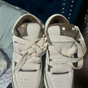 Men's White and Brown Sneakers